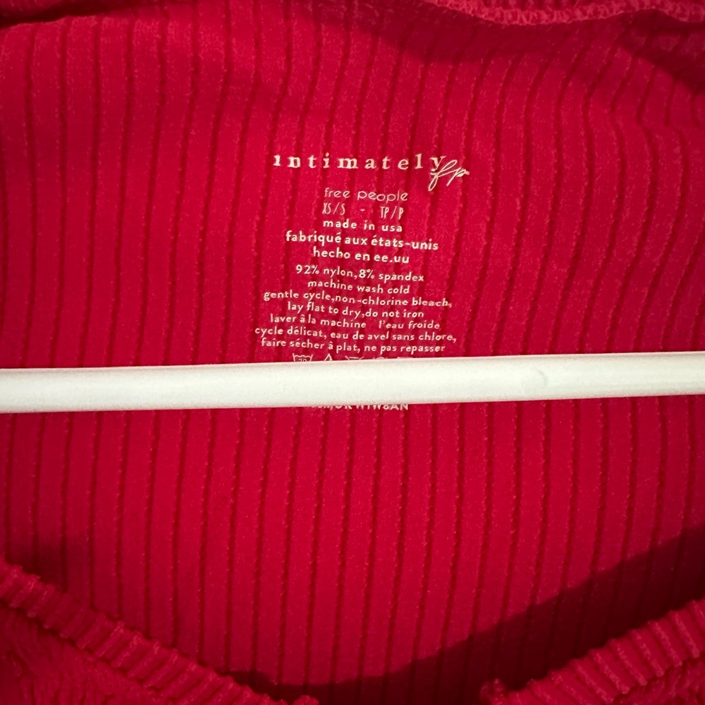 Free People Red Ribbed Top - Picture 3 of 4